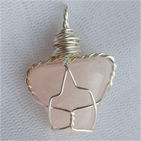 Wire Wrapped Rose Quartz Necklace Charm