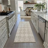 X1013 27 X 7 Beige Geometric Runner Rug