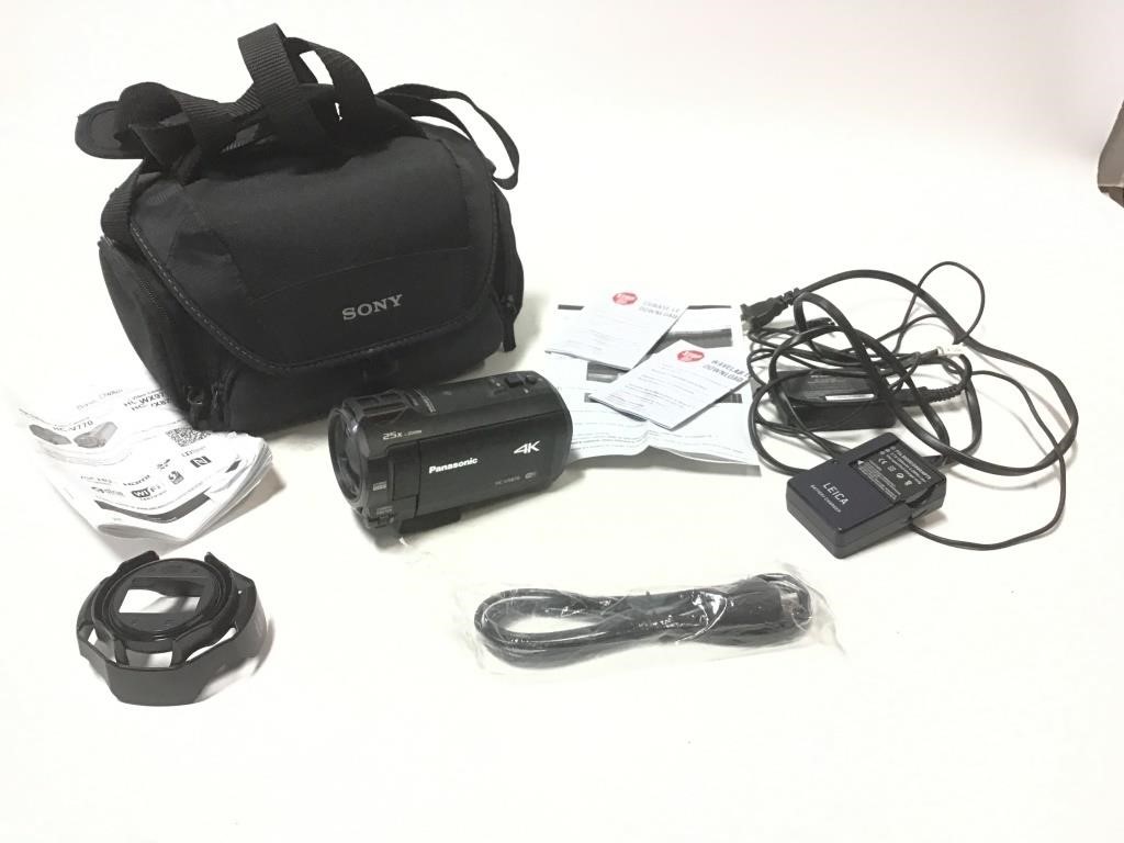 Panasonic 4k Camcorder w/ Charger, Adapter & Case