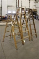 (1) 5' Wood Ladder, (2) 6' Wood Ladders