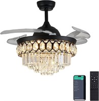 $162  36 Dimmable Black Fandelier Crystal LED Fan