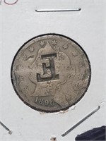 Stamped 1890 V-Nickel