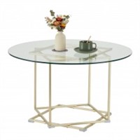 Round Glass Coffee Table, 31.5" Modern Clear