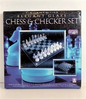 LIKE NEW Elegant Glass Chess & Checker Set