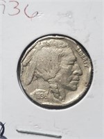 Damaged 1936 Buffalo Nickel
