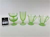 Green Uranium Depression Glassware (5)