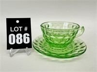 Green Depression Plate & Coffee Cup