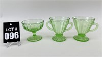 Green Uranium Depression Glassware (3)