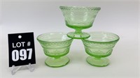 Green Uranium Depression Custard Bowls (3)
