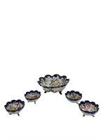 5 Pc.  Japanese Footed Bowl Set