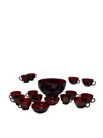 16 Pc. Ruby Red Punch Bowl Set