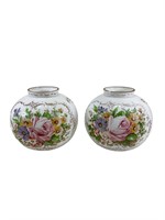 Pair of Antique Hand Painted Bowl Vases