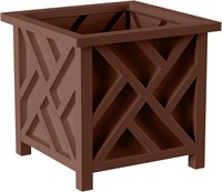 14.75-Inch Lattice Design Planter Box (Brown)