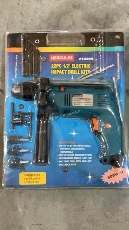 Hercules 22pc 1/2inch electric drill