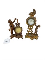 2 Antique New Haven Cherub Desk Clocks