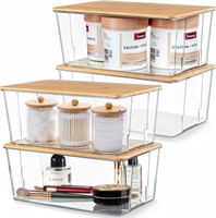 Hudgan Plastic Storage Containers with Bamboo Lids