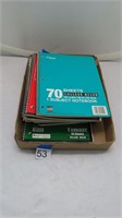 assorted notebooks, some partially used