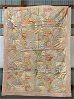 Baby Quilt,  Multi Colored Silk Scrap Quilt