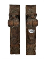Pair of Antique Wood Carved Salvage Pieces