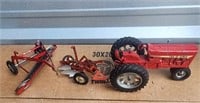Tru Scale Die Cast Tractor & 2 Farm Implements
