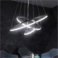 $60  LED Chandelier  3 Ring  79in  Black (6000K)