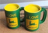 Two I Love John Deere Plastic Handled Cups w/Lids