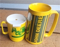 Two Plastic John Deere Handled Cups