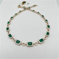 14K Gold Emerald & Diamond Necklace