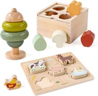 $28  PairPear 3 in 1 Wooden Set - Baby 1 Year+