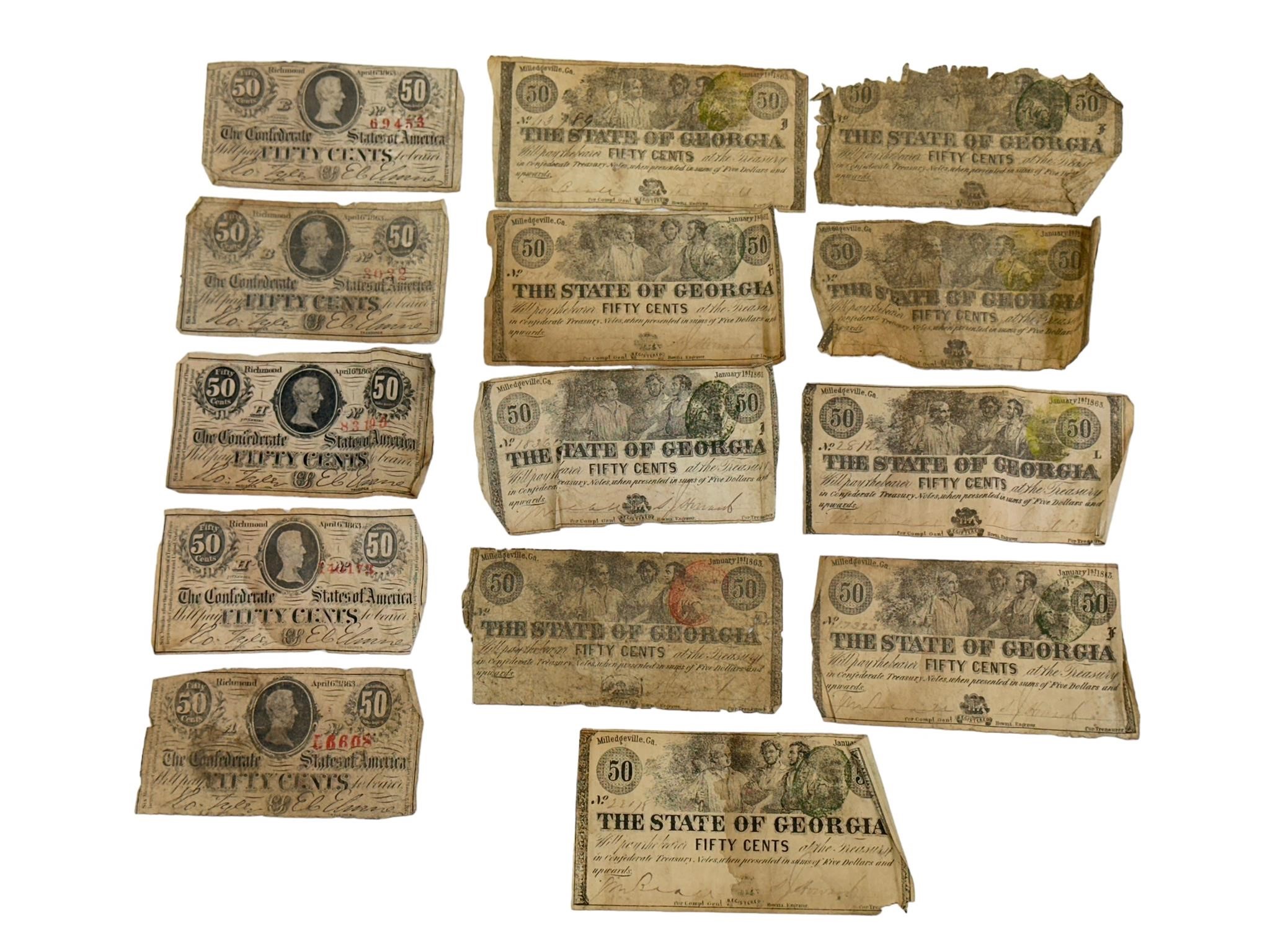 14- Assorted Pieces of Confederate Paper Money