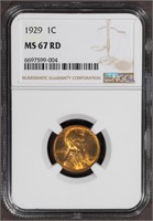 1929 1C NGC MS67 RD Lincoln Cent