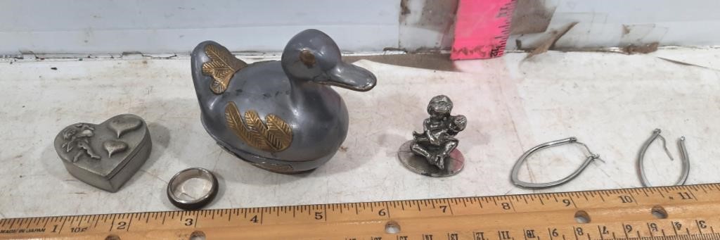 Pewter & BrassDuck, Minature Pewter Heart Box,