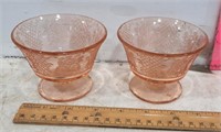 ( 2 ) Federal Glass Normandie pink Footed