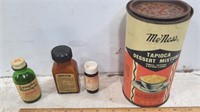 McNess Tapioca Can& Old Anacin Bottle ETC.