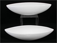 2 Pc White Porcelain Serving Dishes 15" L