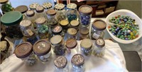 37 Containers Vintage Marbles All Sizes! 1960s