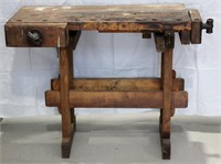 Antique Wooden Carpenters Workbench