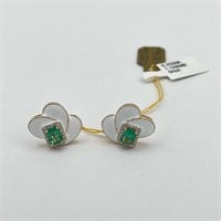 14K Gold Emerald & Diamond Earrings
