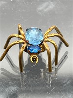 Antique Czech glass spider brooch