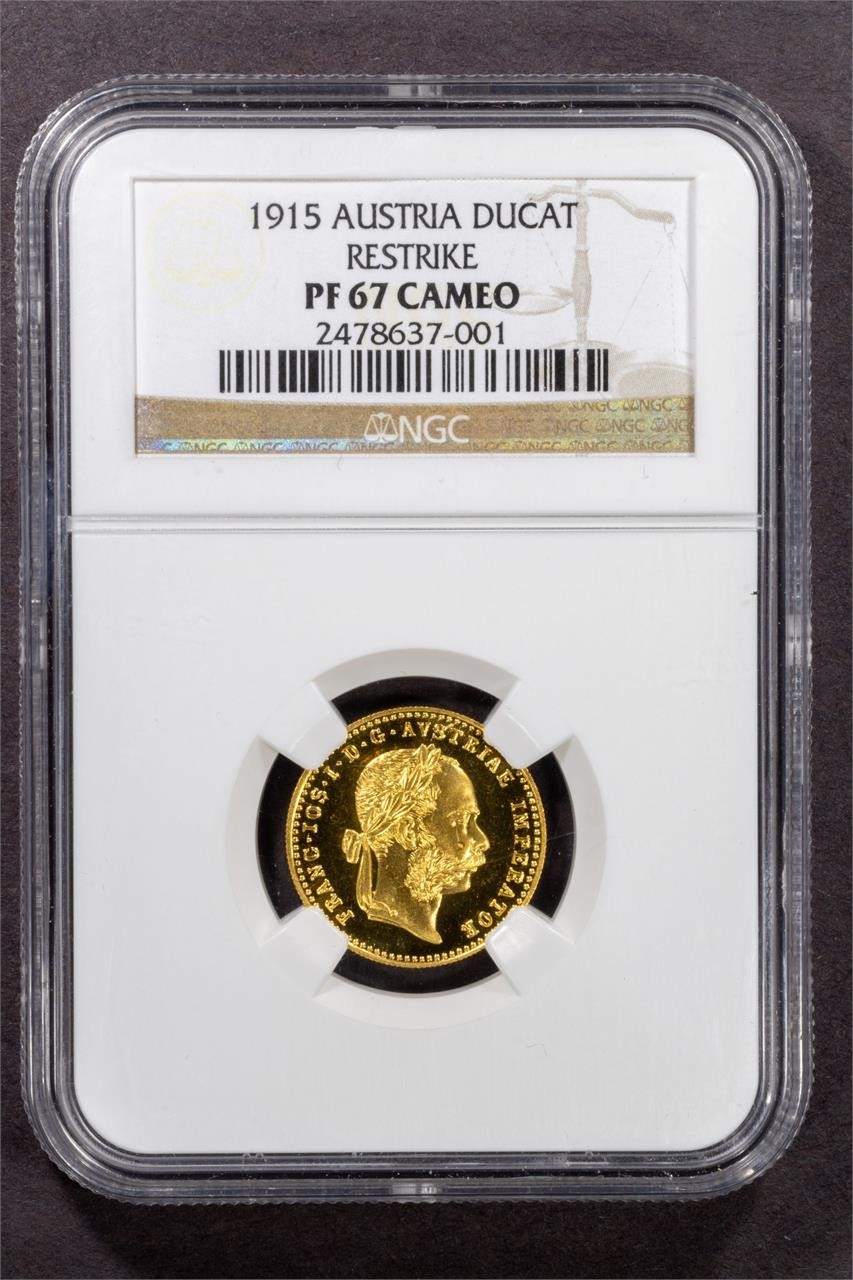 1915 Austria GOLD Ducat NGC PF67CAM Restrike.1107