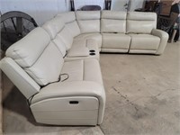 6 Piece - Ivory Leather Dual Power Reclining