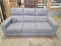 Grey Upholstered Dual Power Reclining Sofa W/USB