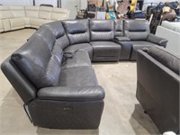 6 PC - Grey Leather Dual Power Reclining