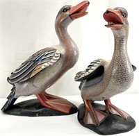 2 Large Balinese Hand Carved Wood Ducks