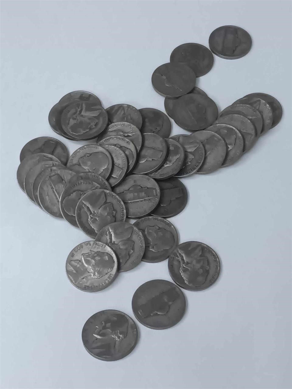 ROLL OF SILVER WAR NICKELS 40 NICKELS IN ROLL