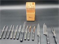 Rogers 13 Piece Kitchen Knife Set With Wood Block