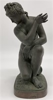 Vintage Bronze Crouching Venus Statue
