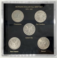 5pc Morgan Silver Dollars Mint Mark Set