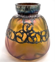 Loetz Style Iridescent Art Glass Vase