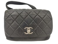 CC Black Quilted Leather Two Compartment Purse